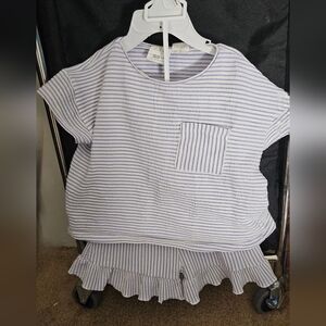 Striped Blue and White Two-Piece Set